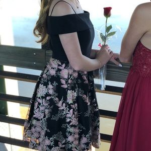 Off The Shoulder Floral Homecoming Dress
